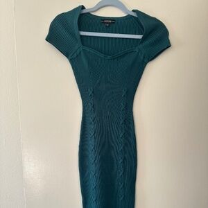 GUESS? Forest Green Knit Bodycon Hourglass Dress Size XS